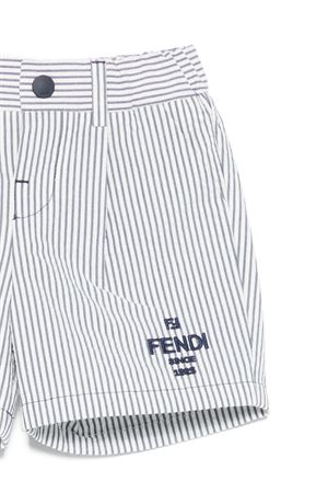 bermuda in cotone blu e bianco FENDI KIDS | BMF280AY8GF1I11